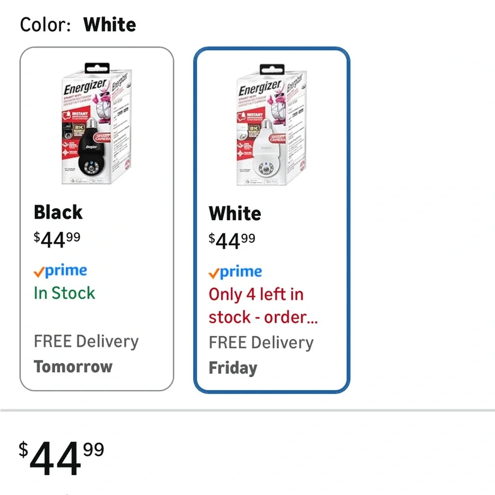 Energizer Smart WiFi Indoor/Outdoor 2k smart security Camera - White